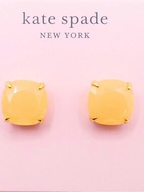 kate spade Yellow Cushion Stud Earrings with Gold Prongs